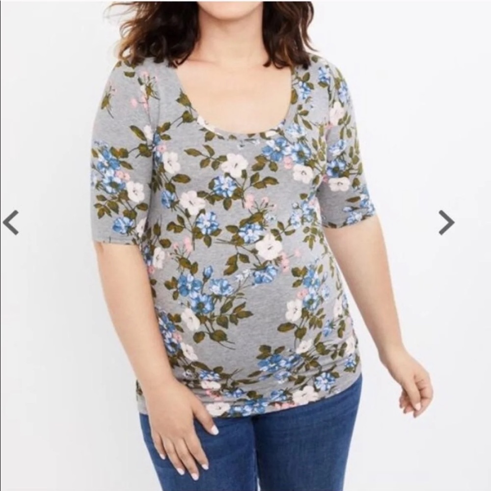 Maternity Elbow Sleeve Floral T-Shirt